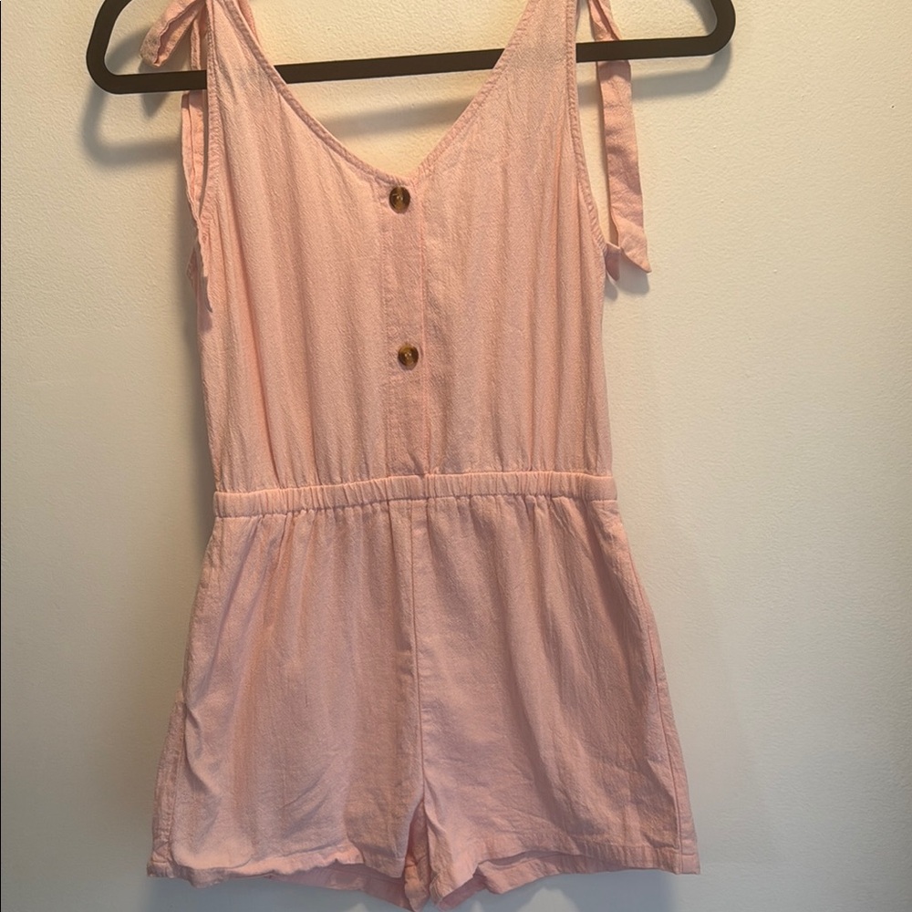 Pink Sleeveless Button-Front Romper